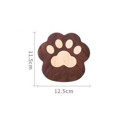 Φωστική γάτα Claw σχήμα Walnut Cup Mat Coasters 11.5x12.5x1.2cm για προσαρμοσμένο λογότυπο