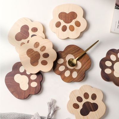 Φωστική γάτα Claw σχήμα Walnut Cup Mat Coasters 11.5x12.5x1.2cm για προσαρμοσμένο λογότυπο