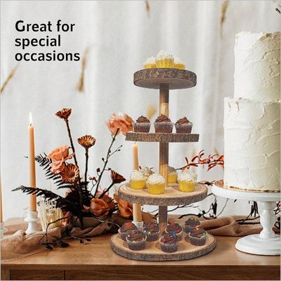 Αειφόρος 4 βαθμίδων ξύλινος πύργος επιδόρπιο για γαμήλια κέικ οθόνη δωρεάν δείγμα