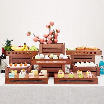 Sapele ξύλινο μπουφέ εστιατόριο επιτραπέζια σκεύη Εμφάνιση ράφης Εφοδιασμός τροφίμων Ψωμί Εμφάνιση στεφάνου