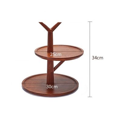 Προσαρμοσμένο ξύλο 3 βαθμίδες Κέικ Φρούτα Εμφάνιση Σταθμός με μεταλλικό πλαίσιο Προσθέστε μια πινελιά κομψότητας