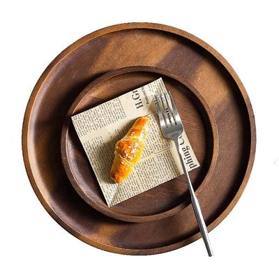 Οκτάγωνο στρογγυλό σχήμα Ακασία ξύλο καρυδιού Τραπέζι 30x20x3cm με καμένη εκτύπωση