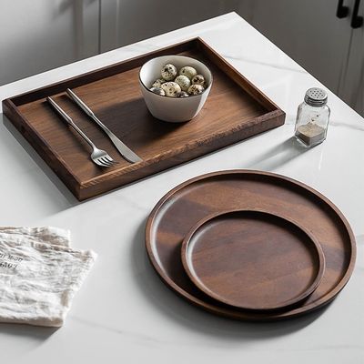 Οκτάγωνο στρογγυλό σχήμα Ακασία ξύλο καρυδιού Τραπέζι 30x20x3cm με καμένη εκτύπωση