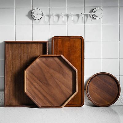 Οκτάγωνο στρογγυλό σχήμα Ακασία ξύλο καρυδιού Τραπέζι 30x20x3cm με καμένη εκτύπωση