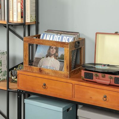 Ξύλινος κάτοχος δίσκων για αποθήκευση Κλασικός κύβος οργανωτής δίσκων Αποθήκευση ως αίτημα σας