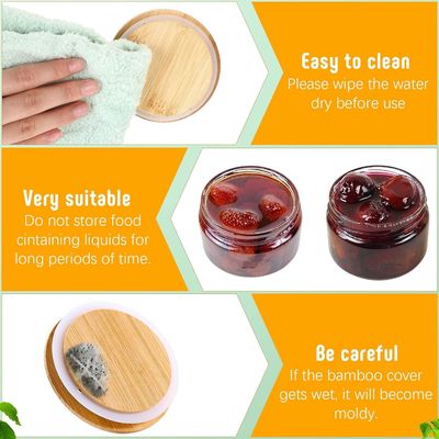 Επαναχρησιμοποιήσιμα κάλυμμα κονσερβοποιημένων μπαμπού για βάζα Mason Childproof και προσαρμοσμένο λογότυπο