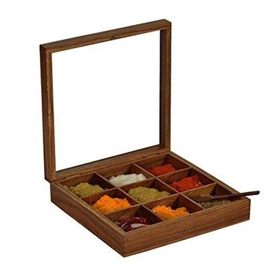 Αρθρογώνιο ξύλινο κουτί μπαχαρικών με φανταχτερή αρχαία φινίρισμα και προσαρμοσμένο μέγεθος