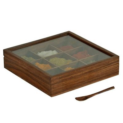 Αρθρογώνιο ξύλινο κουτί μπαχαρικών με φανταχτερή αρχαία φινίρισμα και προσαρμοσμένο μέγεθος