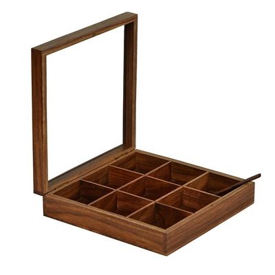 Αρθρογώνιο ξύλινο κουτί μπαχαρικών με φανταχτερή αρχαία φινίρισμα και προσαρμοσμένο μέγεθος