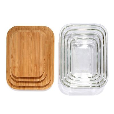 Πιστοποιητικό FSC Περιβαλλοντικά φιλικά γυάλινα δοχεία αποθήκευσης τροφίμων με βιώσιμα καπάκια από μπαμπού