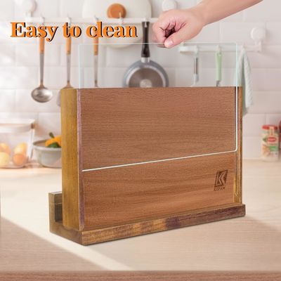 Διπλό πλευρικό μαγνητικό ξύλινο ράφι μαχαιριού με ακρυλική ασπίδα προστασίας και προσαρμοσμένο λογότυπο