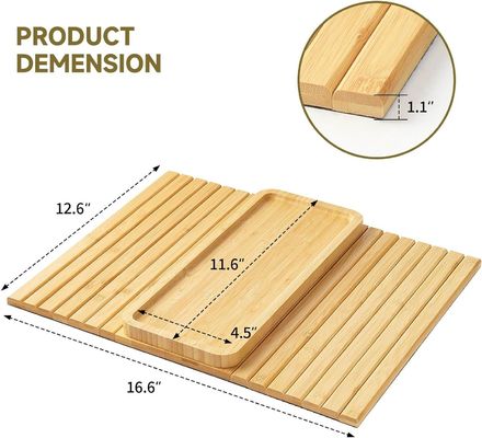 Αποθεματοποιημένο μπαμπού καναπέ Arm Tray Τραπέζι Μεγάλο καναπέ Κρατητής Κύπελλο Τράβηγμα για Κύπελλα Τηλέφωνο Απομακρυσμένο