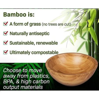 Προσαρμοσμένο λογότυπο Περιβαλλοντικά φιλικό φυσικό στρογγυλό μπολ σαλάτας μπαμπού για μοντέρνο στυλ Amazon Design