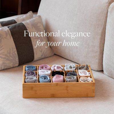 15 Διαμερίδιο Μπαμπού Οργανωτής αποθήκευσης για ζώνες Σφραγίδες Βάθλια Μπρίφες Κάλτσες Κοσμήματα