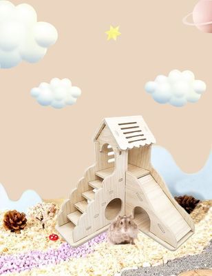 Κλίμακα αναρρίχησης και γλιστρική ξύλινη καλύβα για άλλα μικρά ζώα