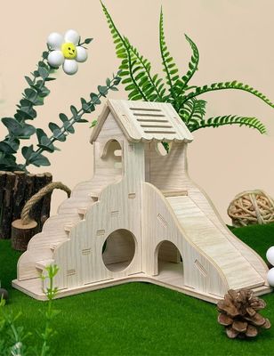 Κλίμακα αναρρίχησης και γλιστρική ξύλινη καλύβα για άλλα μικρά ζώα