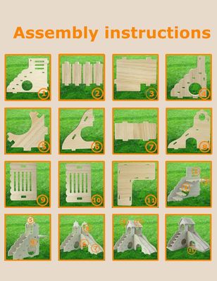 Κλίμακα αναρρίχησης και γλιστρική ξύλινη καλύβα για άλλα μικρά ζώα