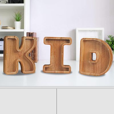 Ακρυλικό γράμμα ξύλινο Αλφαβήτο Κουτί μετρητών Εκτύπωση καμένο Μεγάλο γράμμα Χοιροθηκών για παιδιά
