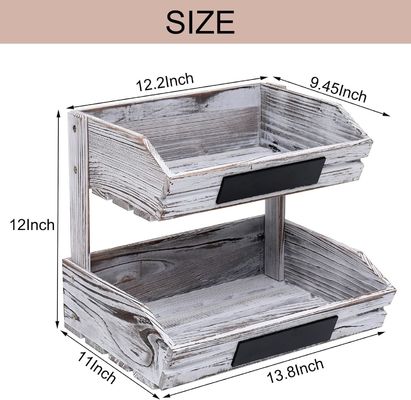 Φάρμα Στεκός ξύλινος οργανωτής 2 Tier τροφίμων καλαθιού για την οργάνωση της κουζίνας