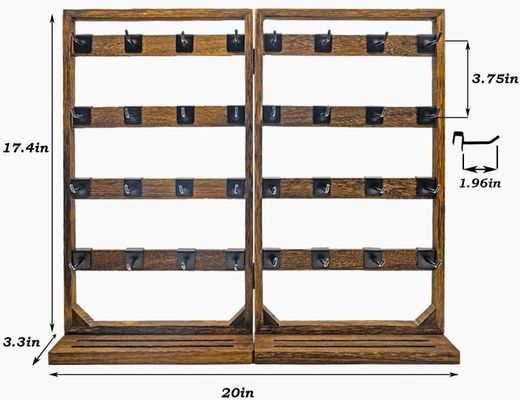 Αρχική Θέμα ξύλινο αναδιπλούμενο ράβδο για την προβολή κοσμημάτων με αφαιρούμενα 32 γάντζους και δαχτυλίδι
