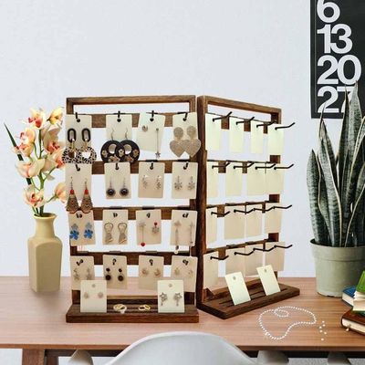 Αρχική Θέμα ξύλινο αναδιπλούμενο ράβδο για την προβολή κοσμημάτων με αφαιρούμενα 32 γάντζους και δαχτυλίδι