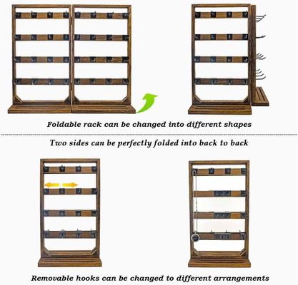 Αρχική Θέμα ξύλινο αναδιπλούμενο ράβδο για την προβολή κοσμημάτων με αφαιρούμενα 32 γάντζους και δαχτυλίδι