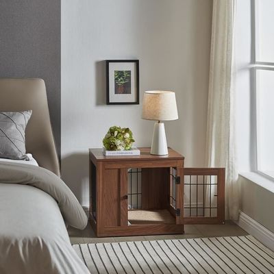 Ξύλινο έπιπλο Στυλ Κλουβί σκύλου Σύγχρονο διακοσμητικό προσαρμοσμένο σπίτι κατοικίδιων ζώων Πλαίσιο τραπέζι νυχτερινό τραπέζι