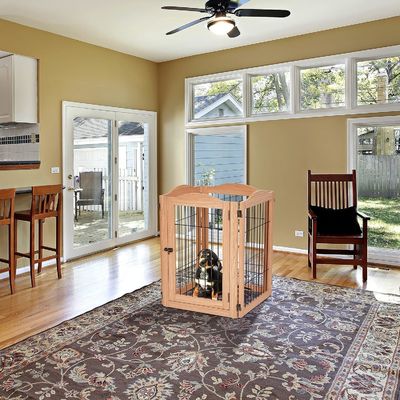 Βιώσιμη ξύλινη πύλη σκύλου με walk through door υψηλή ποσότητα και αναδιπλούμενο σχεδιασμό