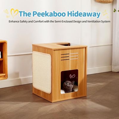 Τύπος Εργαλείων για κατοικίδια ζώα Μεγάλο σπίτι γάτας με ξυλοκόπημα και ρυθμιζόμενο προφυλακτήρα