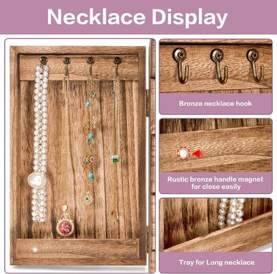 Μεγάλο 5 στρώσεων οργανωτής κοσμημάτων κουτί για δαχτυλίδια σκουλαρίκια περιδέραια βίντεζ στυλ