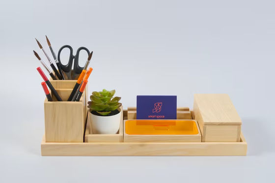 Προσαρμοσμένο ξύλινο επιτραπέζιο αξεσουάρ Set τέλειο δώρο για την οργάνωση του γραφείου των ανδρών