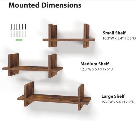 Χρησιμοποιήστε αποτελεσματικά το χώρο με το 202408 Σετ 3 ξύλινα πλωτά ράφια τοιχοειδείς ράφια