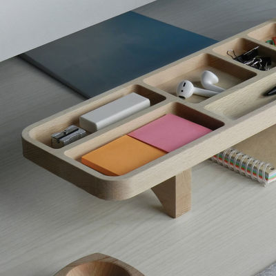 Οργανωτής γραφείου γραφείου με θήκη μολύβι και προσαρμοσμένο λογότυπο Wood Caddy Phone Stand