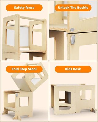 Γειτόνιο 3 ύψος ρυθμιζόμενο παιδικό κουζίνα επιδόρπιο βοηθός με σιδηρόδρομο ασφαλείας Unisex