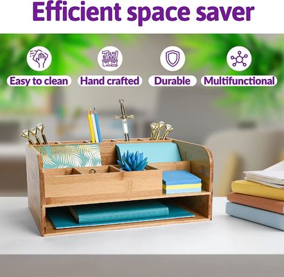 Οργανώστε τα υλικά γραφείου με το Bamboo Wood Desk Organizer και την αποθήκευση αρχείων Προσαρμοσμένο λογότυπο