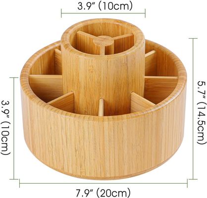 Προσαρμοσμένο λογότυπο Αποδεκτό Μπαμπού περιστρεφόμενο οργανωτή γραφείου για αποθηκευτικό κάδο γραφείου
