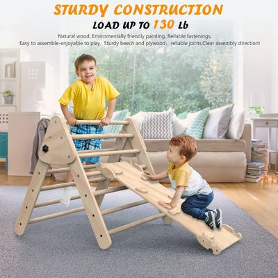 Παιδικά παιχνίδια εσωτερικού γυμναστηρίου Αρπαγή Τριγωνική σκάλα με ράμπα Σετ από 3 ξύλινα παιχνίδια ασφαλείας