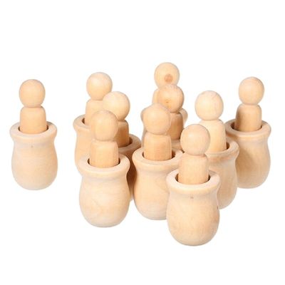 Άχρωμα ξύλινη Peg Doll Οικογενειακό DIY παιχνίδι για χειροτεχνία και γλυπτά Προσαρμοσμένο μέγεθος Δέχεται