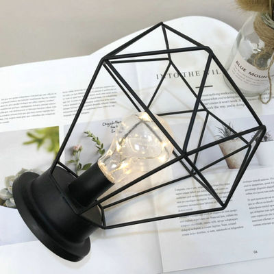 Δωρεάν δείγμα Χρέωση Προσαρμοσμένο λογότυπο Μεταλλικό σύρμα LED φανάρι επιτραπέζιο φως με γυάλινο σωλήνα και λαμπτήρα LED