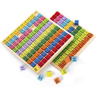 Παιχνίδι πίνακα μαθηματικών ξύλινου πολλαπλασιασμού 7.5x7.5x0.8 ίντσες Μέγεθος και καμένη εκτύπωση