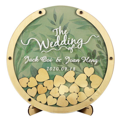 Προσαρμοσμένο καμένο ξύλινο πλαίσιο Εναλλακτικό βιβλίο επισκεπτών για την αγάπη Διακόσμηση θυρίδας εγγραφής