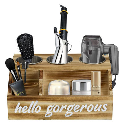 Ραστικο στυλ σχεδιασμού τοίχος Mount Hair Styling φροντίδα εργαλείο οργανωτή με εξατομικευμένο λογότυπο