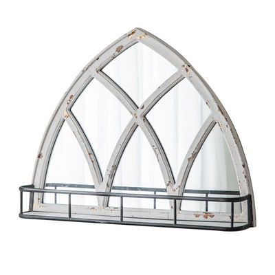 Φυσικό στυλ ξύλινο κάστρο καθρέφτη διακοσμητικό με ράφι αποθήκευσης λευκό ή προσαρμοσμένο χρώμα