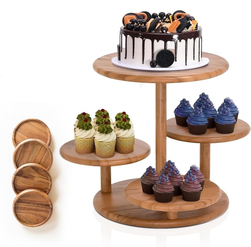 4 βαθμοί ξύλινος Cupcake Tower Stand διατηρεί 50 Cupcakes για το πάρτι γάμου γενέθλια επιδόρπιο