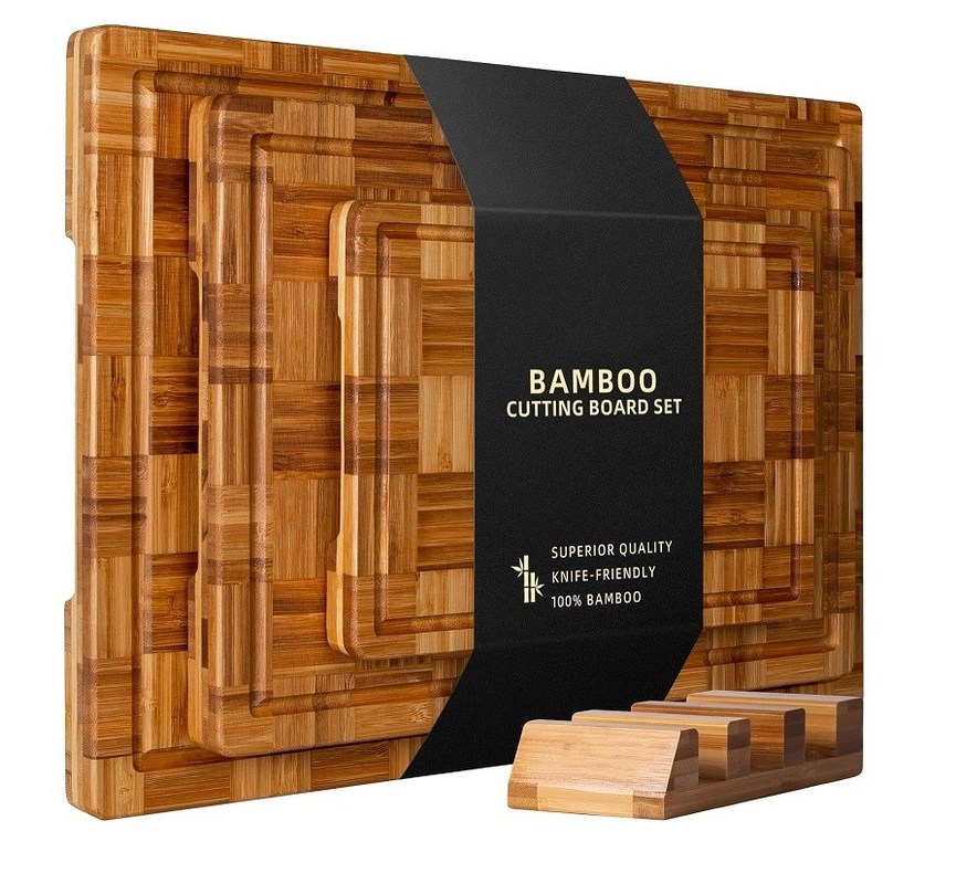 Αειφόρο σύνολο από 3 εξατομικευμένες πλακέτες κοπής μπαμπού με μεγάλες διαστάσεις