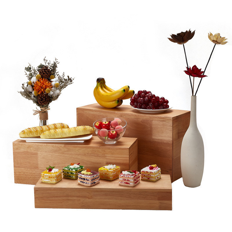 Αποδεκτό OEM ODM 25x39cm Oak Wood Biscuit Cake Dessert Stand για το Afternoon Tea Time