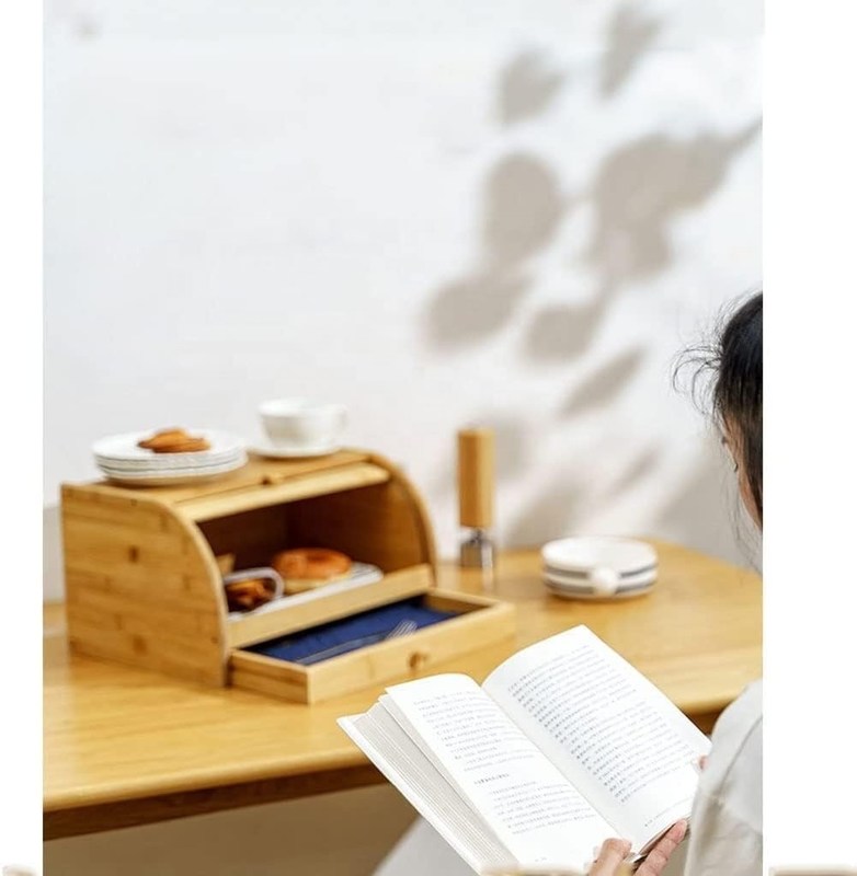 Τυπωμένο με μεταξένιο οθόνη ξύλινο κάλυμμα ψωμιού για κουζίνα από μπαμπού με διπλό καπάκι