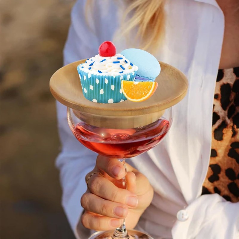 Ξύλινο γυαλί κρασιού Charcuterie Board Topper Set από 6 για την πρόληψη της ψεκασμού κόκκινου κρασιού