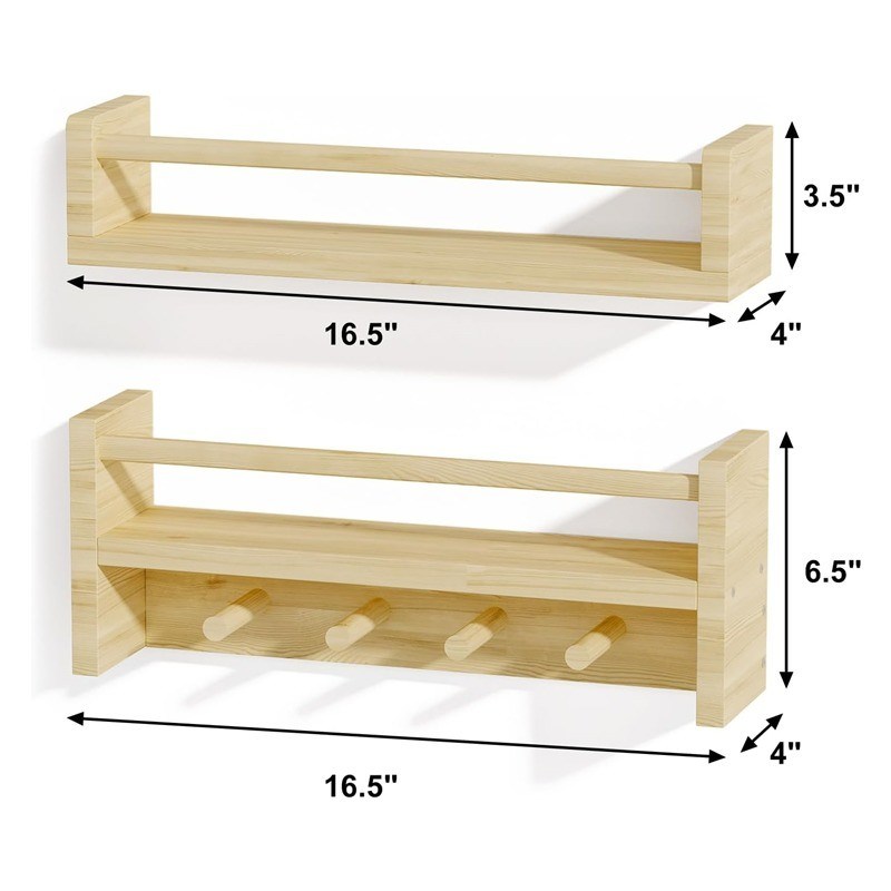 Ξύλινα Αγκάθια Βιβλιοθήκη Φυσικό ξύλινο τοίχωμα Εγκατασταμένα ράφια για αποθήκευση διακόσμησης βρεφονηπιακών δωματίων