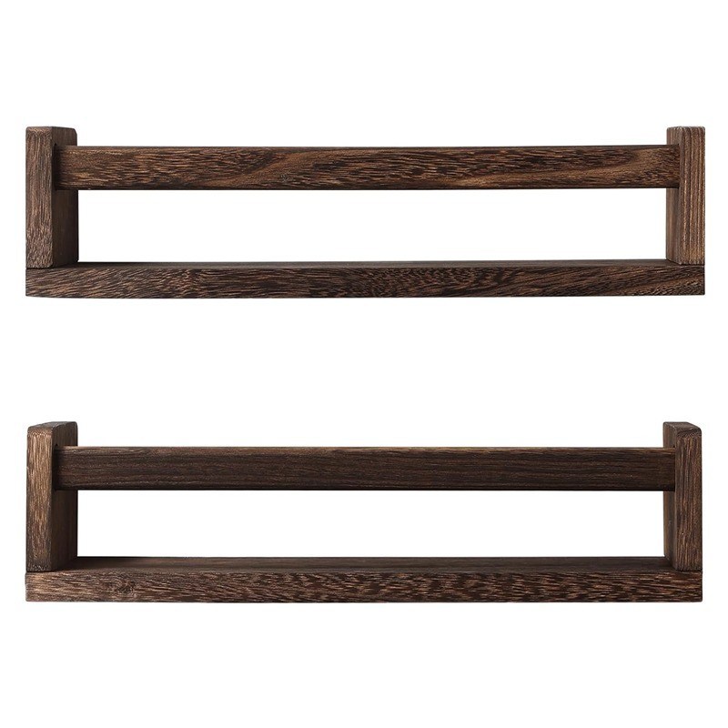 2 Ξύλινα πλωτά ράφια Κρατητήρια βιβλίων Κρατητήρια βιβλίων Κρατητήρια για παιδικά δωμάτια ή κουζίνες Κρατητήρια μπαχαρικών